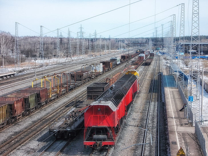 Jaroslavl, russisk, tog, stasjon, tog-yard, jernbane, jernbanen