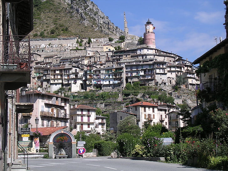 tendens til, smuk landsby, perched, Frankrig, Alpes-maritimes, dalen af vidundere, Park mercantour