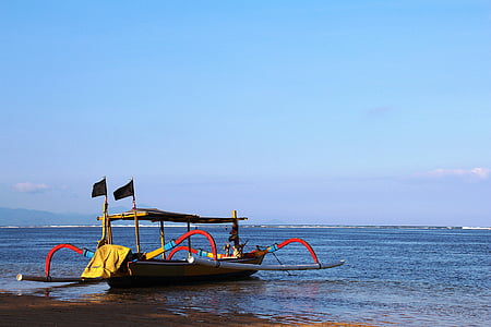 Бали, традиционна лодка, плаж, Индонезия, море, пътуване, празник