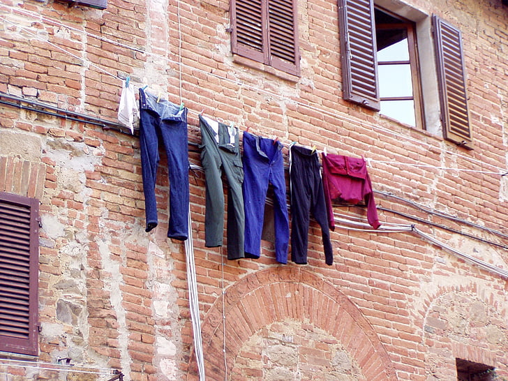 oblečení, šňůra na prádlo, Itálie