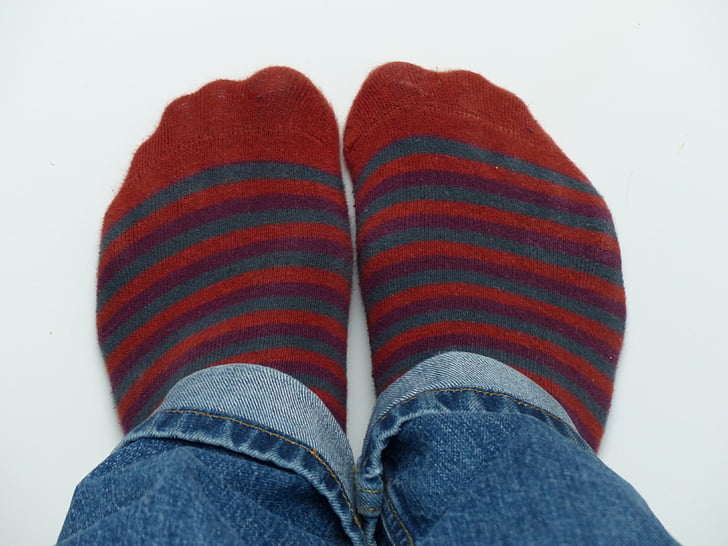 Шкарпетки, панчохи, червоний, -кільчатий, Штани, ноги, джинси