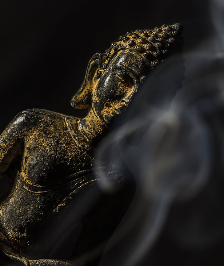 Buda, fumaça, Budismo, incenso, pedra, aroma, cheiro