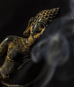 Buddha, füst, buddhizmus, füstölő, kő, aroma, illata