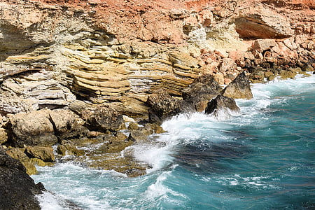akmeņains krasts, viļņi, krasts, jūra, klints, avārijas, vējš