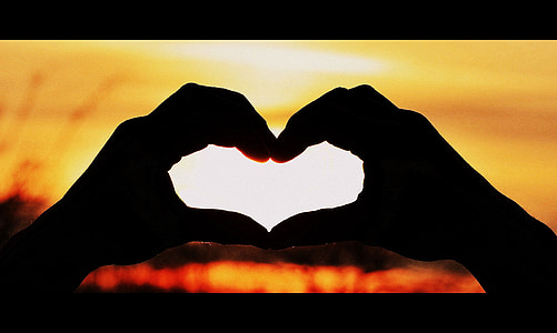 heart, sunset, hand, love, heart Shape, romance, human Hand