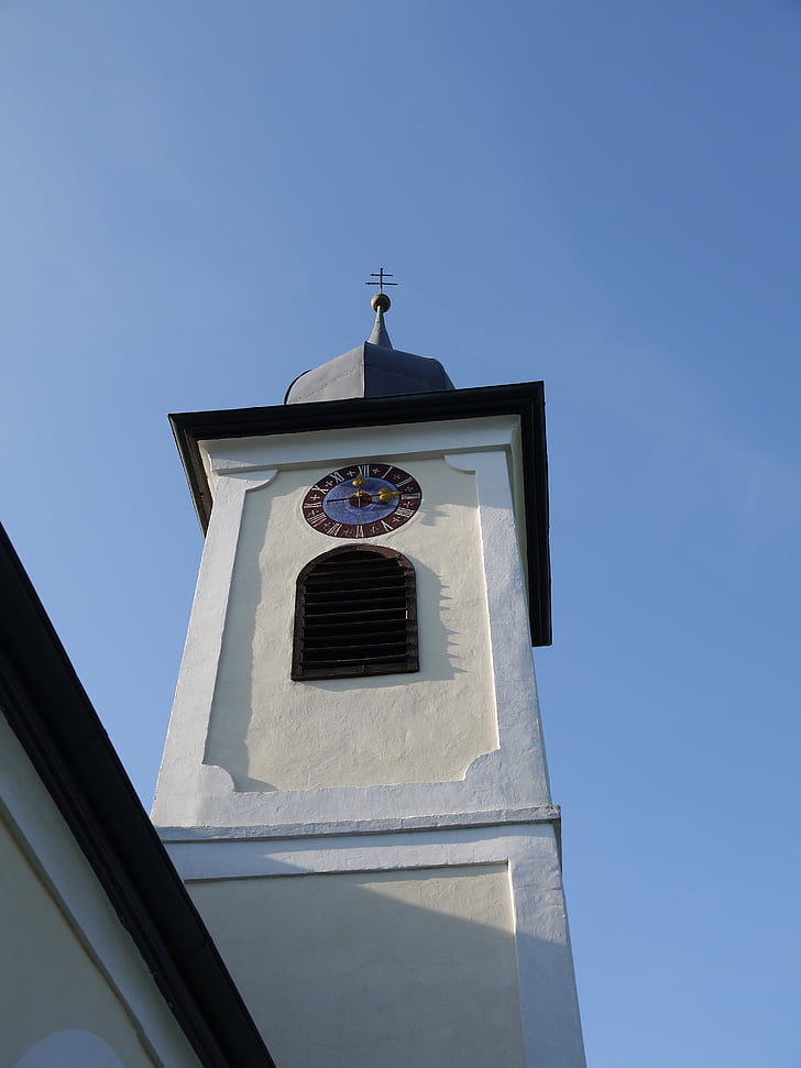 Église, steeple, tour de l’horloge, girlean-district de frayeur bichl, tyrol du Sud, architecture, religion