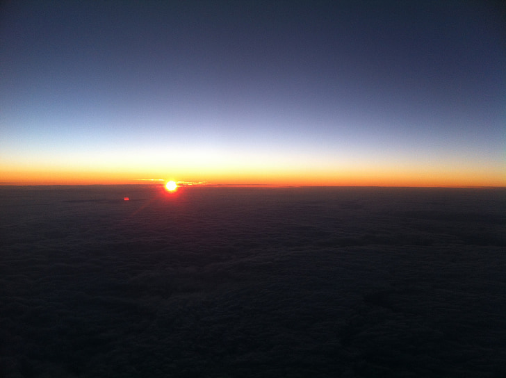 solopgang, Lufthansa, fly, flyvende, rejse