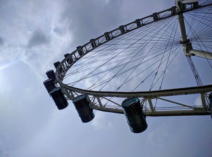 roue, Singapour, nuages, sombre, l’Asie, architecture, Flyer