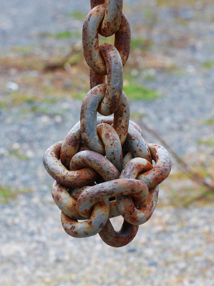 string, links, knot, tangled up, complicated, rusty, strength