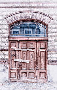 durys, uždarytas, senas, medienos, medinės durys, atlaikė, lentos