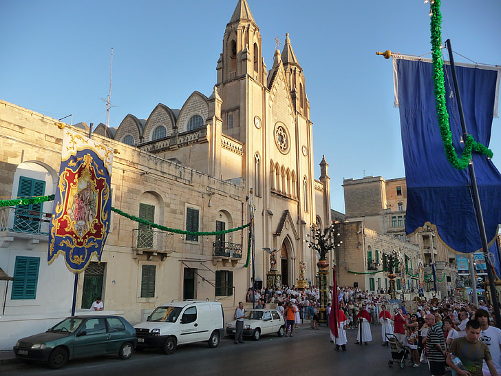 Slima, Malta, festivalis, tradicija, perkelti, bažnyčia, Architektūra
