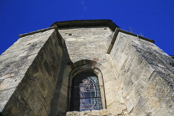 Εκκλησία, χρωματισμένο γυαλί, λεκιασμένα παράθυρα γυαλιού, Dordogne, αρχιτεκτονική