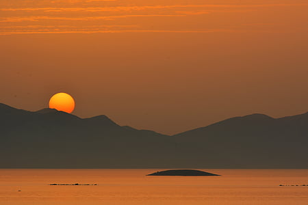 Bodrum, Turgut reis, Törökország, naplemente, narancssárga színű, a szabadban, természet
