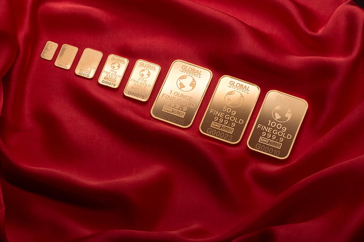 röd, trasa, Silk, guld, chip, klistermärke, Finance
