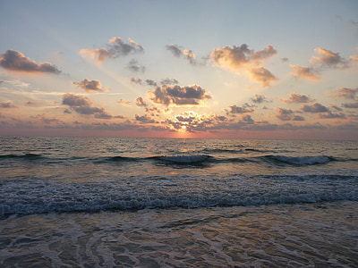 naplemente, táj, óceán, Sky, festői, Horizon, Beach