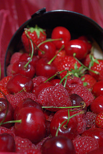 rød, hindbær, natur, kirsebær, smag, haven, samling