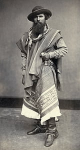 Gaucho, Indio, argentinska, mannen, svart och vitt, 1868