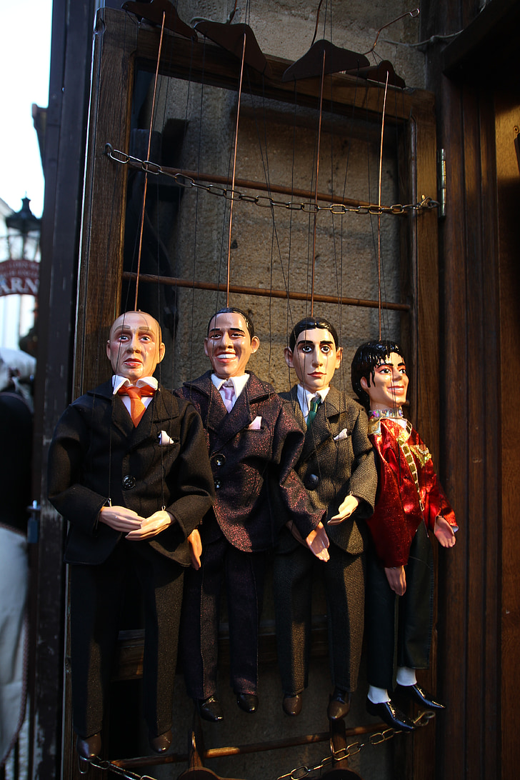 marionetter, gamla, handgjorda, traditionella, retro