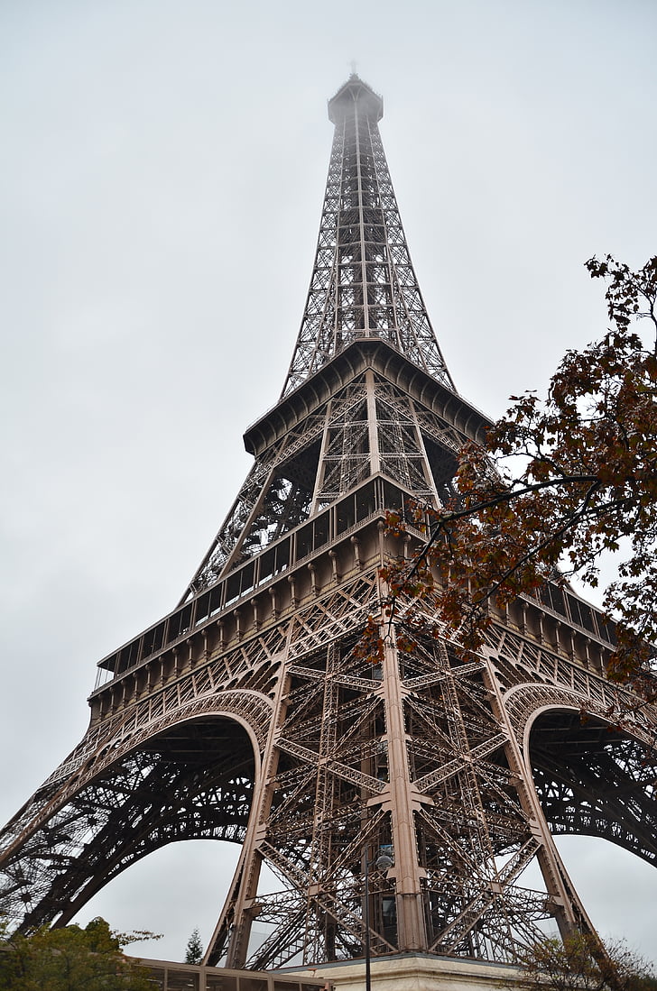 Paris, tháp Eiffel, ngày có mây
