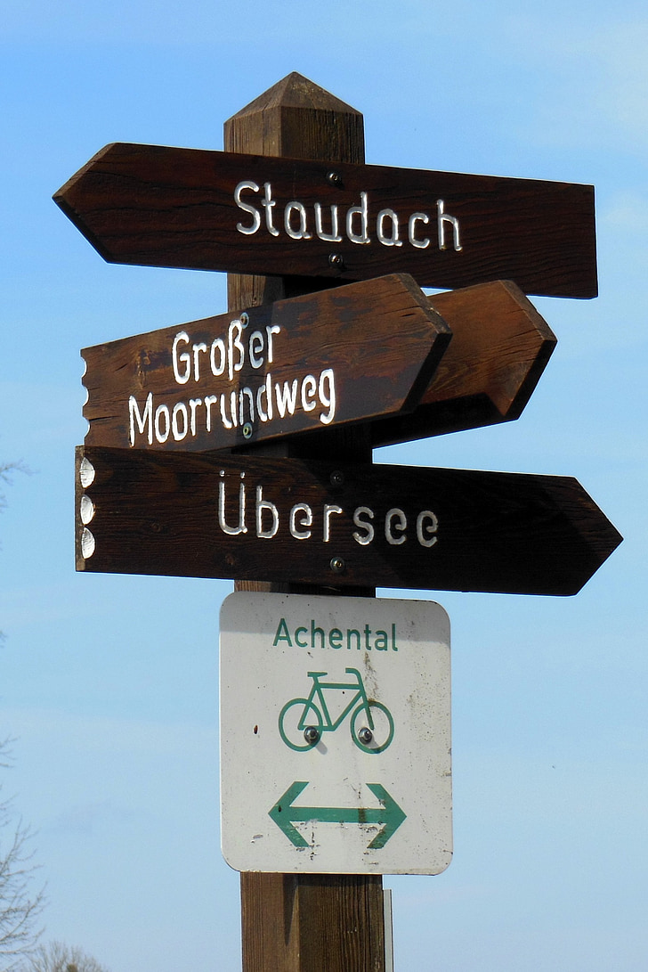 directory, alpine, bavarian alps, chiemsee, moor, achental, crossroads