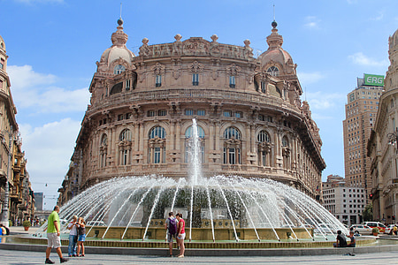 Genova, Plaza, Allikas, Itaalia, hoone, kott, City