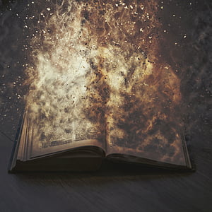 book, pages, sheet, novel, letters, fire, sparks
