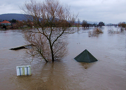 rivière, eau, contre les inondations, Weser, banques, électricité, en cas de catastrophe naturelle