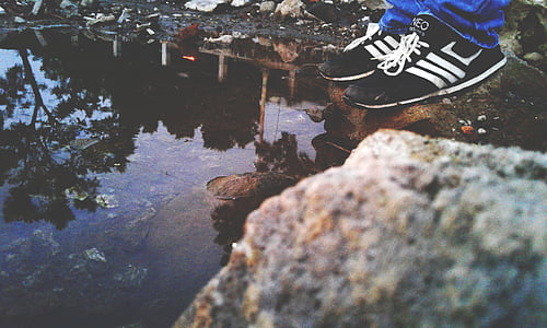 Adidas, случайные, дневной свет, Окружающая среда, Обувь, озеро, пейзаж