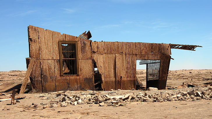 Chile, ruin, upphörde att gälla, rostig, övergiven, hus, trä - material