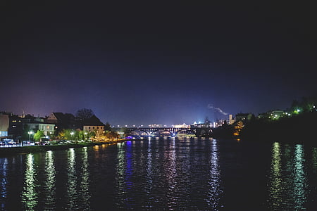 miasto nocą, Rzeka, Most, Urban, gród, nowoczesne, Turystyka