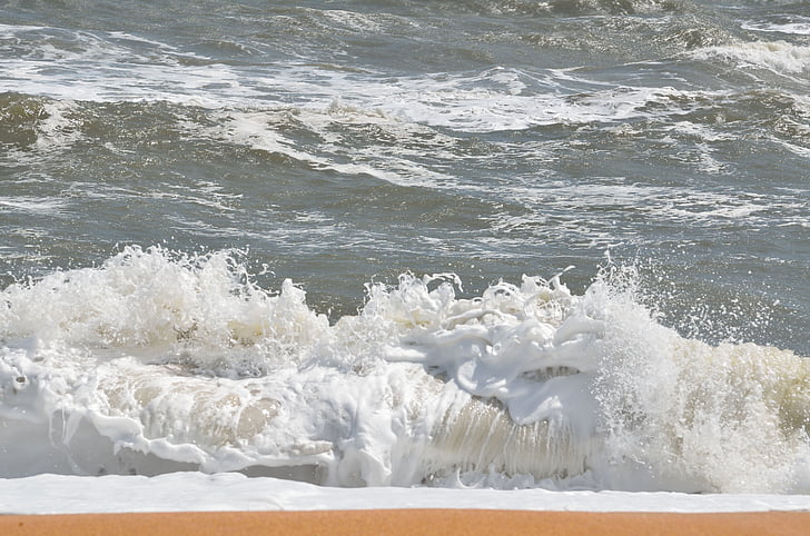 ocean, waves, foam, sea, water, beach, background