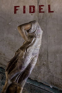 statue de, Cuba, histoire, Fidel, cassé, femme, antique