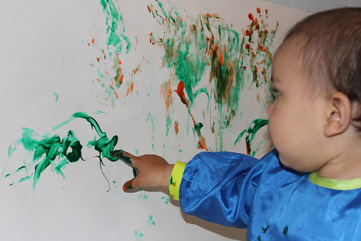 Fingermaling, kid maleri, kunst, maling, Kids kunst, barn, drenge