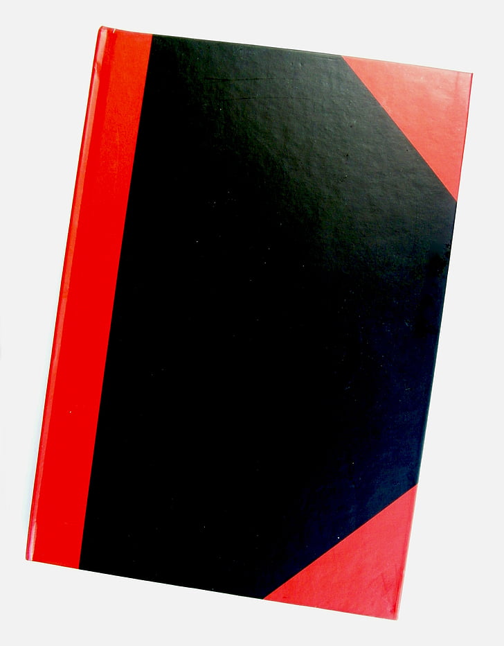 notebook, jegyzetek, sarok, piros, fekete, zászló