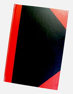 Notebook, notities, hoek, rood, zwart, vlag
