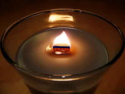 candle, flame, wooden wick, fire, candlelight, light, glow