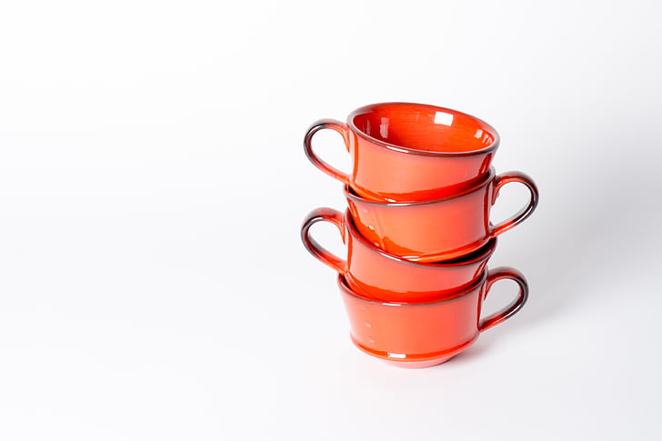 cups, white, coffee, drink, orange, mug, whitespace