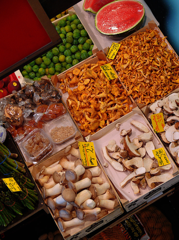 grzyby, rynku, Pieprznik jadalny, Frisch, warzywa, zdrowe, zielony