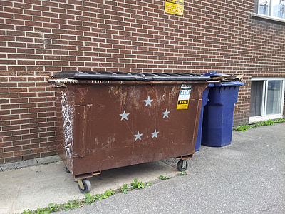 trash, container, can, recycle, symbol, stars, sign