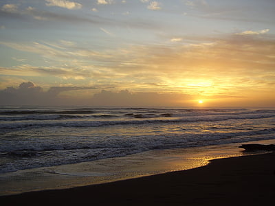 paisaje, sol, puesta del sol, Playa