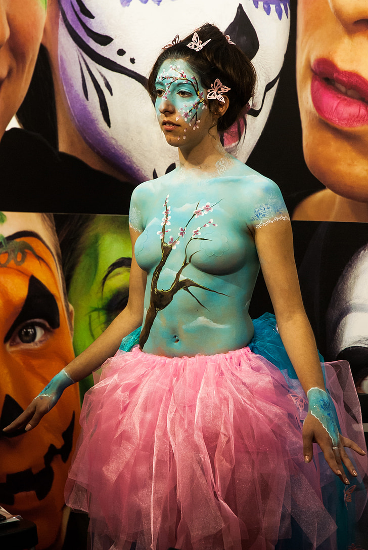 expocosmética, young, presentation, model, body painting