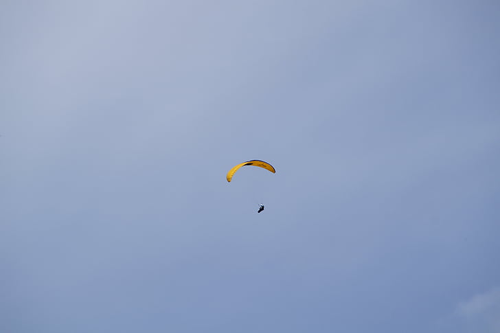 parachute, parachutist, skydiving, championship, bavarian championship, sky, blue