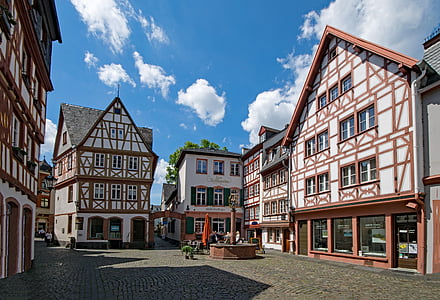 Mainz, Sachsen, Německo, Evropa, stará budova, staré město, zajímavá místa