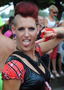 street parade, punk, zurich, face, tongue, hairstyle, stick out tongue