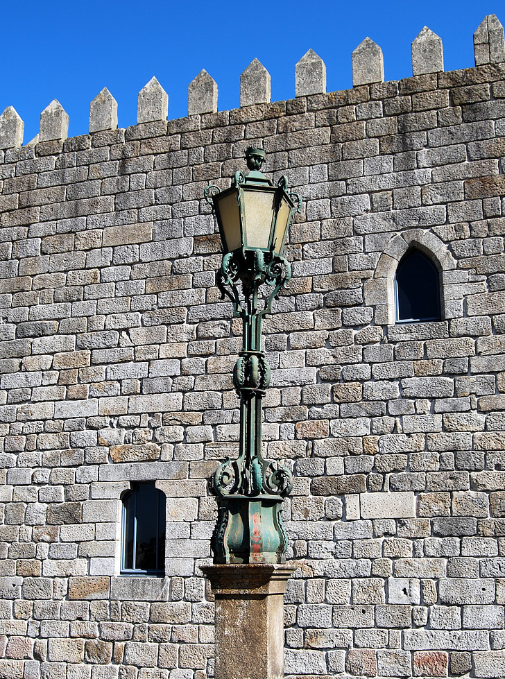 lamppost, wall, torre, walls, middle ages, bricks