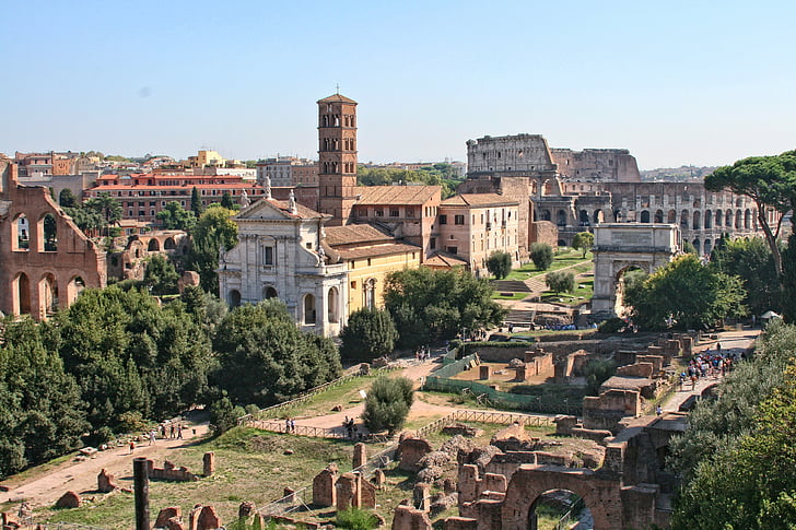Itália, Roma, Fórum Romano, arquitetura antiga, Coliseu