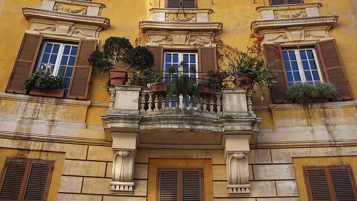 Rzym, oppian hill, balkonem, Architektura, okno, fasada, na zewnątrz budynku