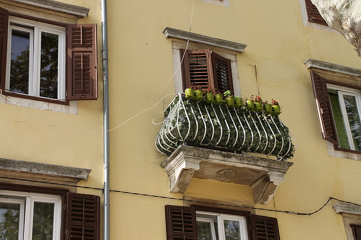 balkong, fönster, fasad, gamla, Kroatien, arkitektur, staden