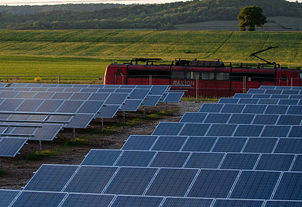 solar cells, solar photovoltaic, current, energy, solar energy, train, solar field