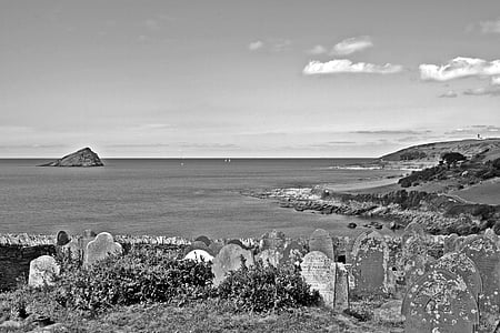 Gotická, hrob kameny, mystické, divný, strašení, hřbitov, Devon